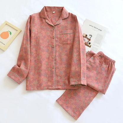 Cotton Pyjama Set – 100% Cotton Crepe Long Sleeve Pyjamas, 13 Colours, M to XXL