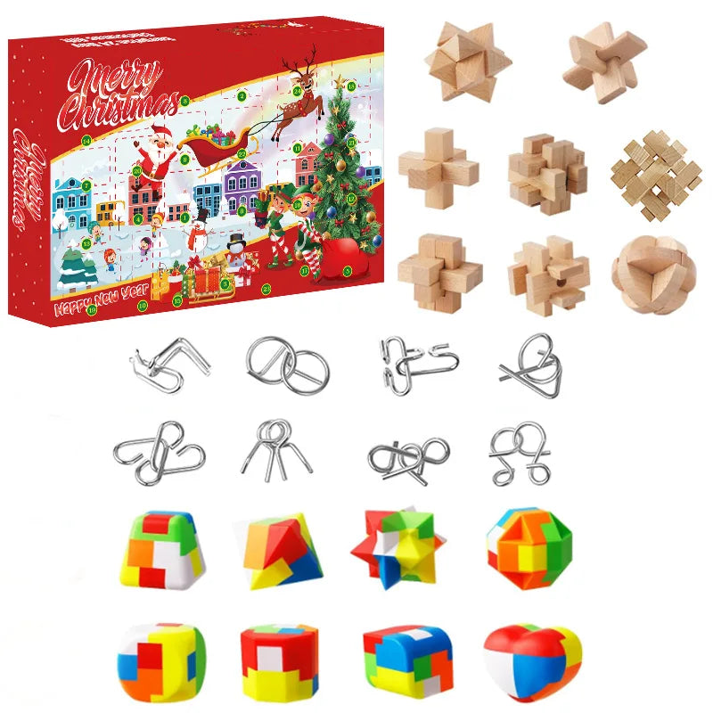 Christmas Advent Calendar – 24-Day Building Brick Set, Christmas Train & Nativity, 27 Designs