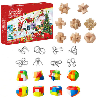 Christmas Advent Calendar – 24-Day Building Brick Set, Christmas Train & Nativity, 27 Designs