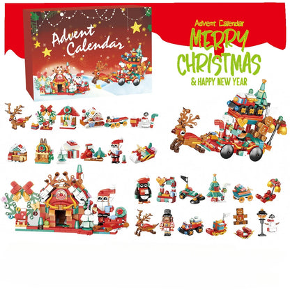 Christmas Advent Calendar – 24-Day Building Brick Set, Christmas Train & Nativity, 27 Designs