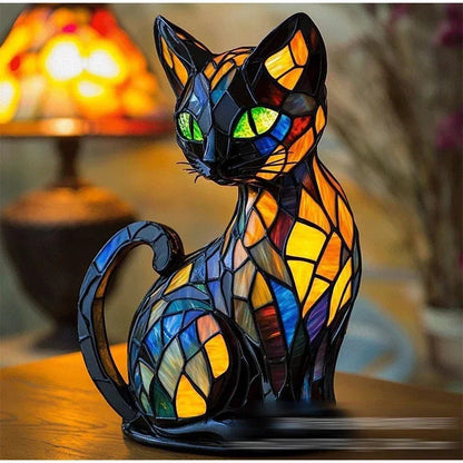 Artistic Stained Cat Table Lamp