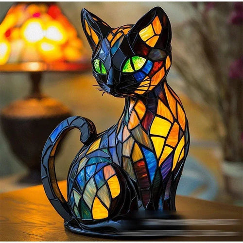 Artistic Stained Cat Table Lamp