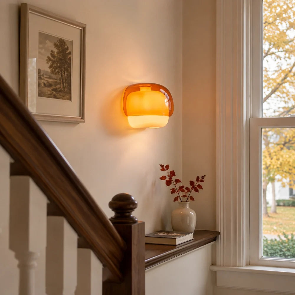 Coloured Glass Wall Light – Modern Sconce, Orange, Green, Blush, Burgundy, Yellow or Grey