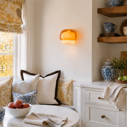 Coloured Glass Wall Light – Modern Sconce, Orange, Green, Blush, Burgundy, Yellow or Grey