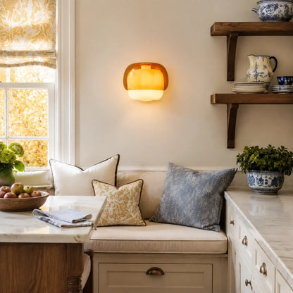 Coloured Glass Wall Light – Modern Sconce, Orange, Green, Blush, Burgundy, Yellow or Grey