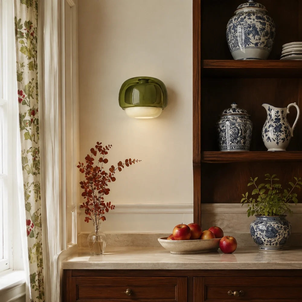 Coloured Glass Wall Light – Modern Sconce, Orange, Green, Blush, Burgundy, Yellow or Grey