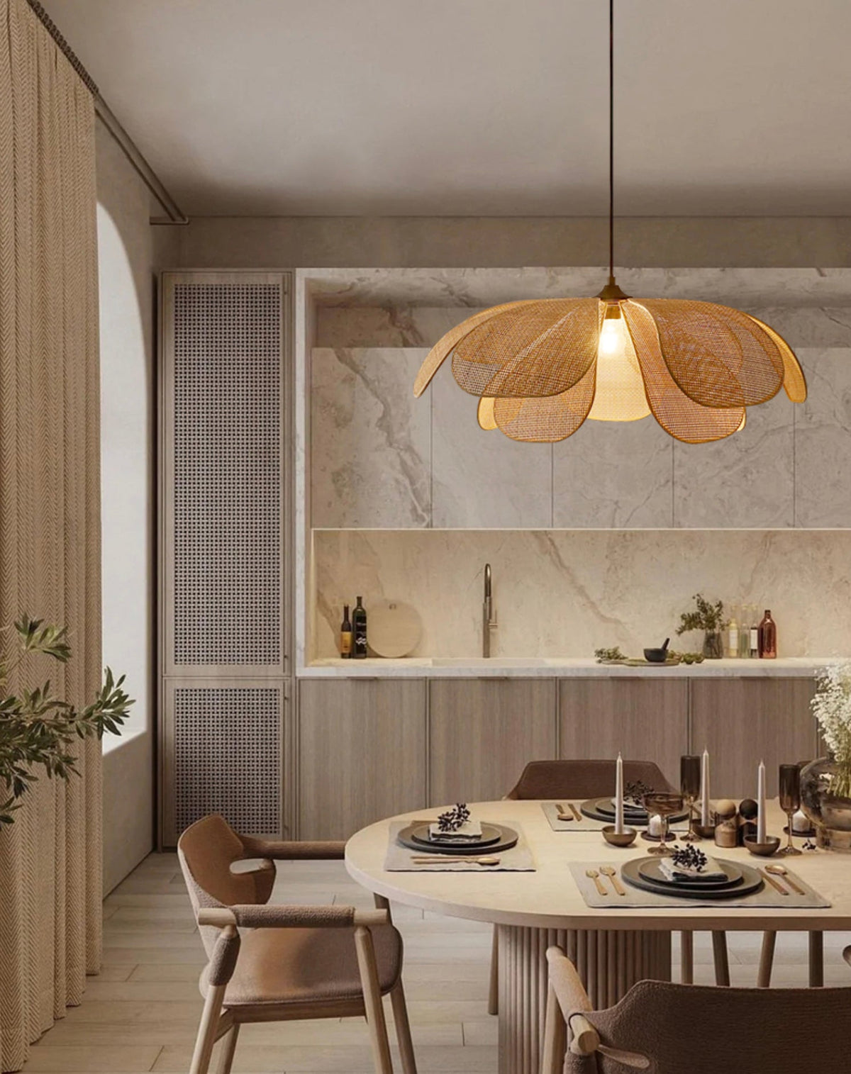 Cefalu Rattan Petals Pendant Light