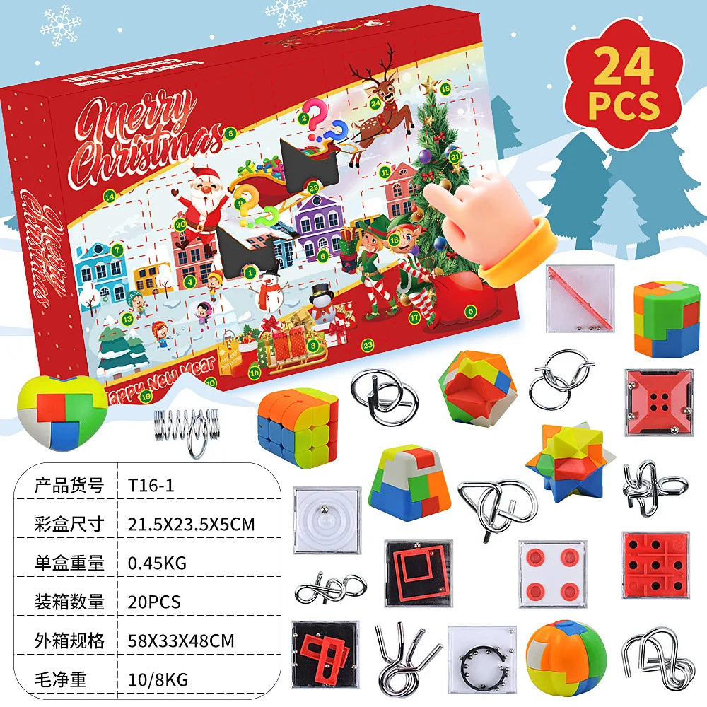 Christmas Advent Calendar – 24-Day Building Brick Set, Christmas Train & Nativity, 27 Designs