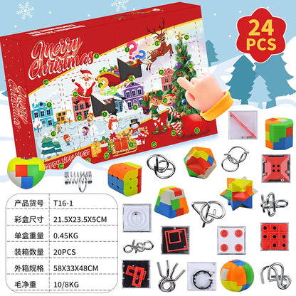 Christmas Advent Calendar – 24-Day Building Brick Set, Christmas Train & Nativity, 27 Designs