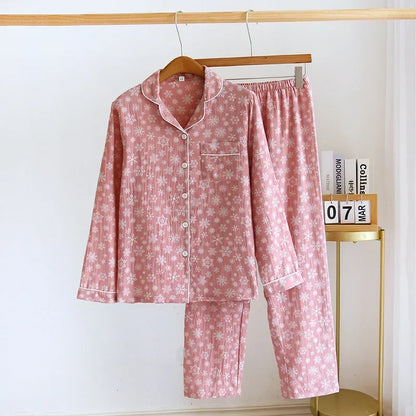 Cotton Pyjama Set – 100% Cotton Crepe Long Sleeve Pyjamas, 13 Colours, M to XXL