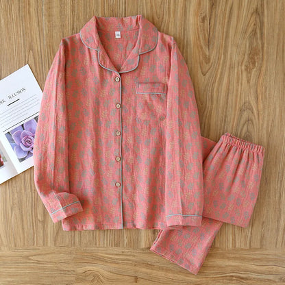 Cotton Pyjama Set – 100% Cotton Crepe Long Sleeve Pyjamas, 13 Colours, M to XXL