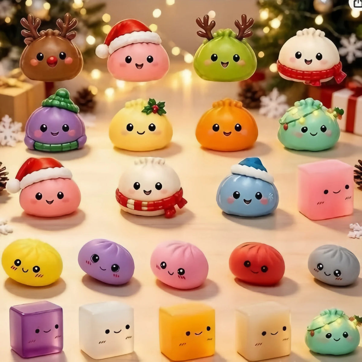 Squishy Advent Calendar – 24 Days of Slow-Rising Dumpling Squishies, Christmas Fidget Toys