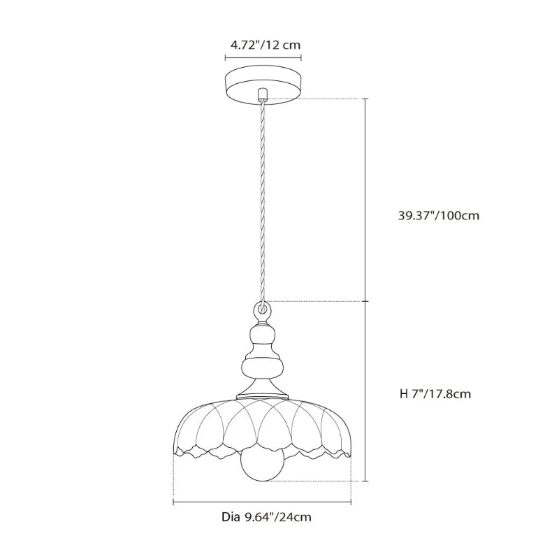 Sylvie Vintage Glass Brass Flower Pendant Light