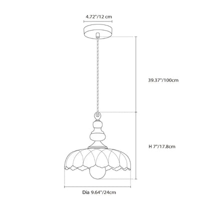 Sylvie Vintage Glass Brass Flower Pendant Light