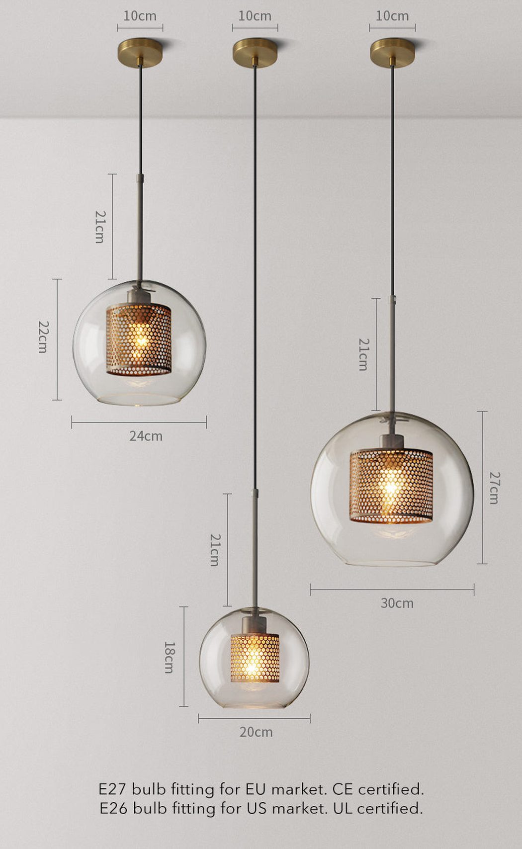 Chiswick Glass Shade Brass Fitting Pendant Light