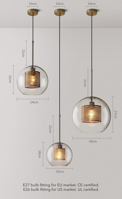 Chiswick Glass Shade Brass Fitting Pendant Light
