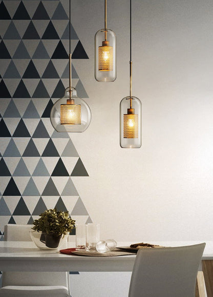 Chiswick Glass Shade Brass Fitting Pendant Light
