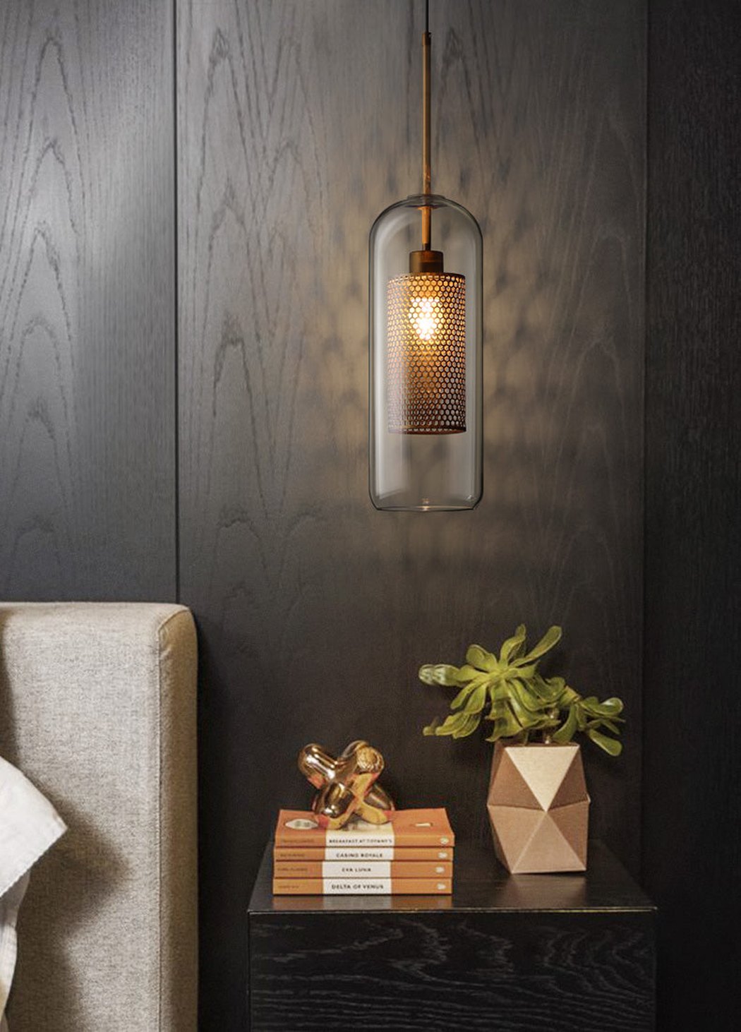 Chiswick Glass Shade Brass Fitting Pendant Light