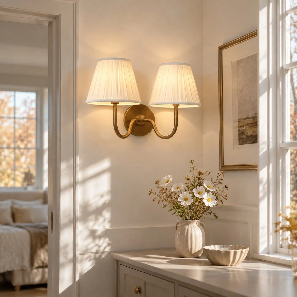 Tansy Classic Traditional Pleated Shade Wall Sconce