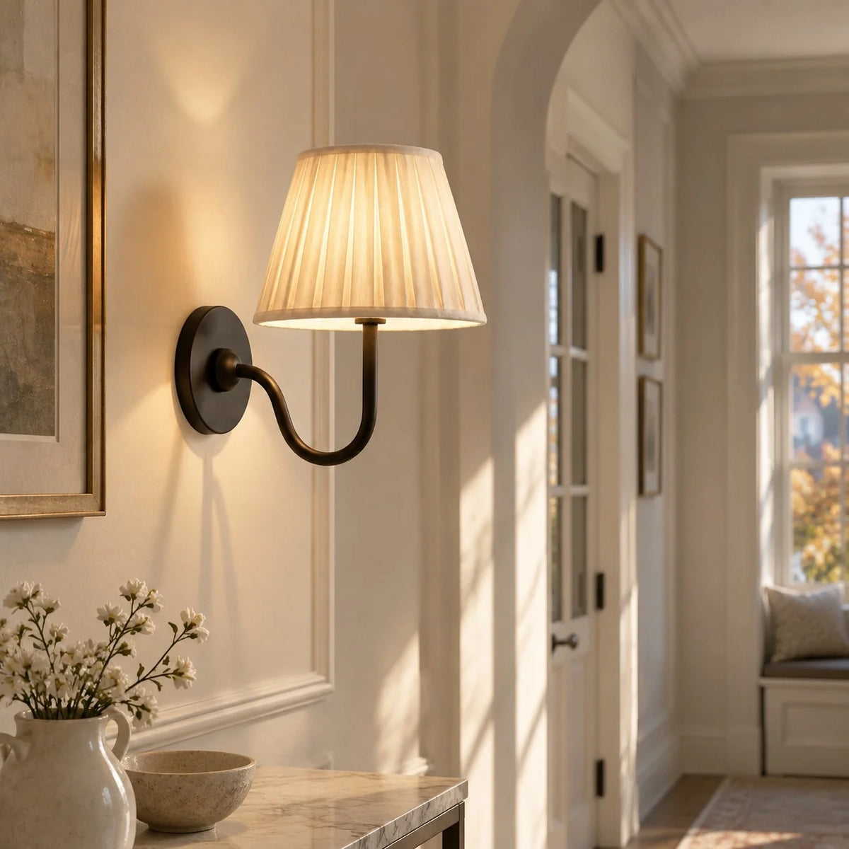 Tansy Classic Traditional Pleated Shade Wall Sconce