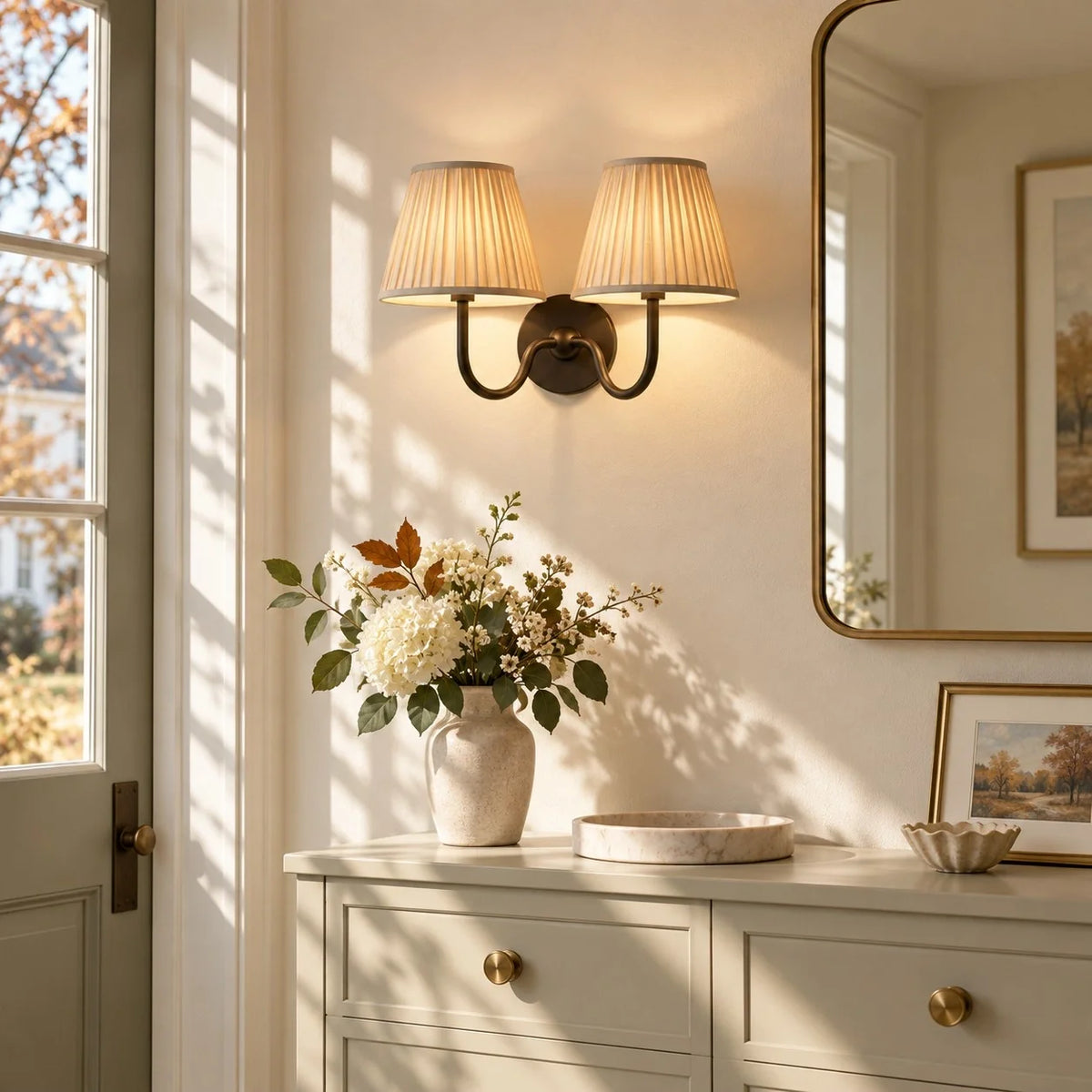 Tansy Classic Traditional Pleated Shade Wall Sconce