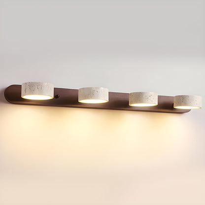 Stone LED Wall Light – Natural Stone & Wood Hallway Sconce, 2, 3 or 4 Lights, Walnut or Oak