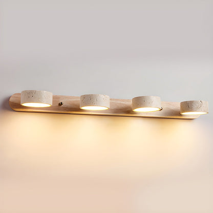 Stone LED Wall Light – Natural Stone & Wood Hallway Sconce, 2, 3 or 4 Lights, Walnut or Oak