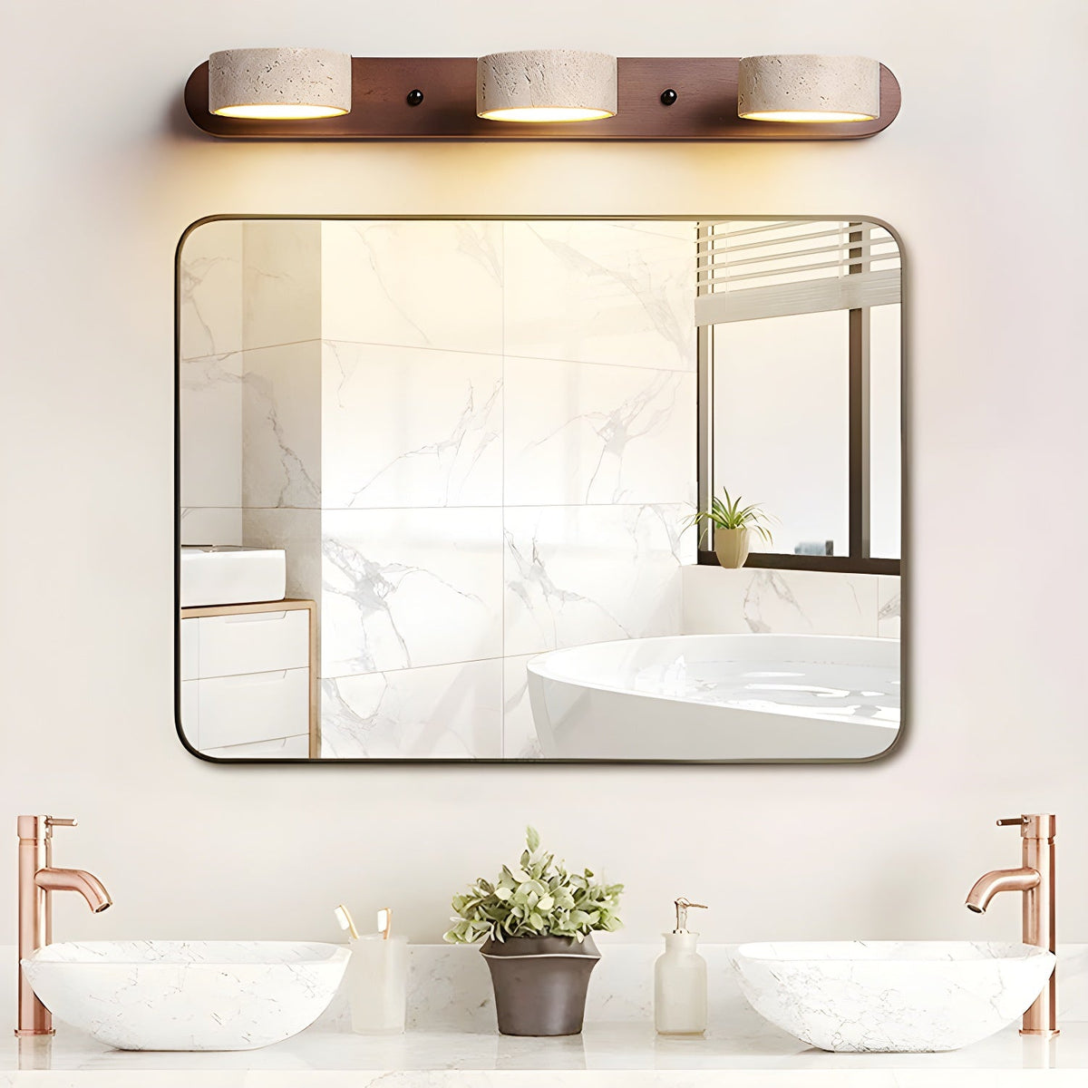 LED lamp made of natural stone for hallway, bathroom, bedroom
