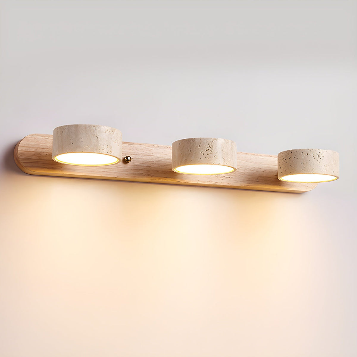 Stone LED Wall Light – Natural Stone & Wood Hallway Sconce, 2, 3 or 4 Lights, Walnut or Oak