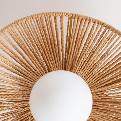 Rope Ceiling Light – Hemp Rope, Glass & Metal Flush Mount, 30, 40 or 50cm, Natural Coastal Style