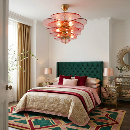 Lotus Leaf Layered Glass Chandelier