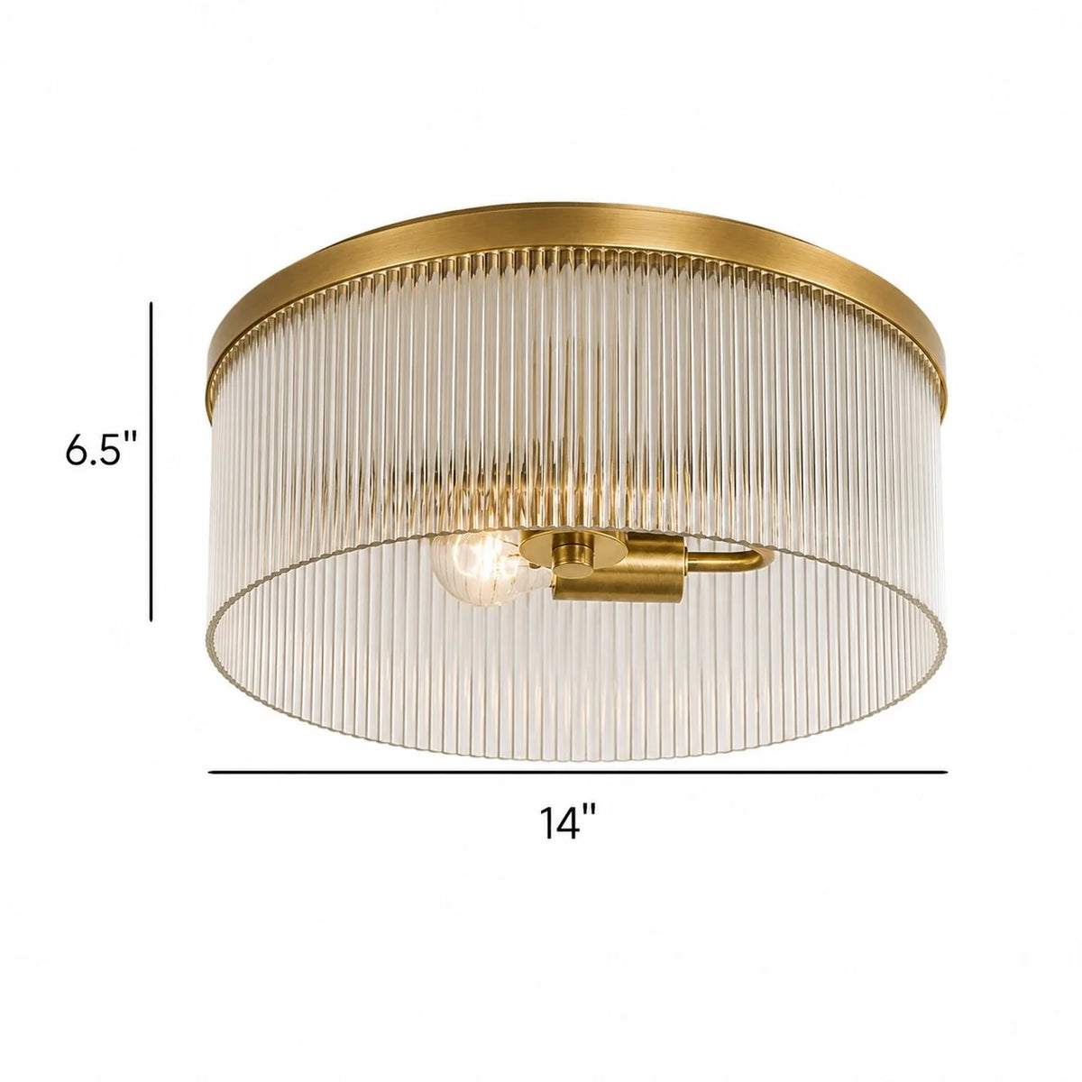 Vesper Farmhouse Round Ribbed Glass Flush Mount Ceiling Light