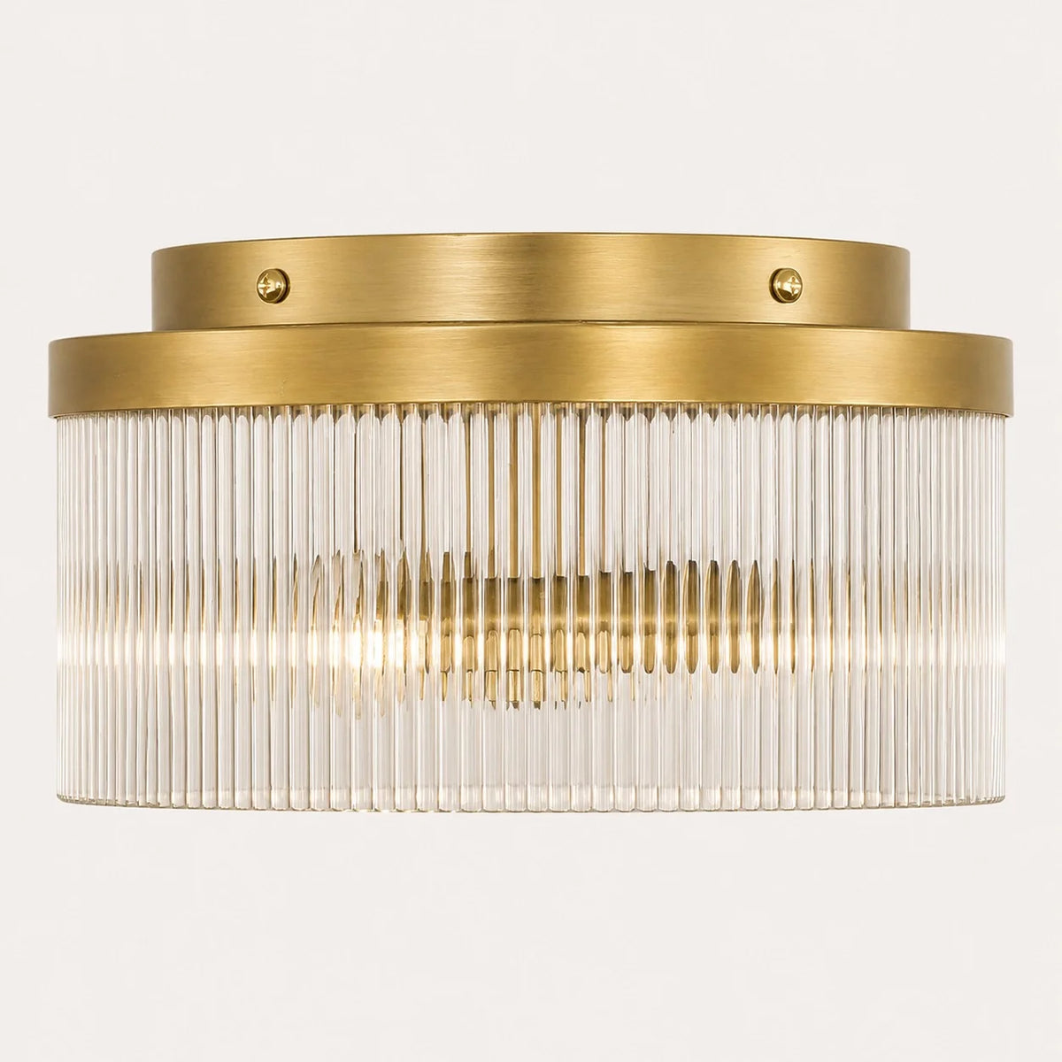 Vesper Farmhouse Round Ribbed Glass Flush Mount Ceiling Light