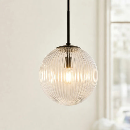 Vireo Farmhouse Copper Ribbed Glass Pendant Light