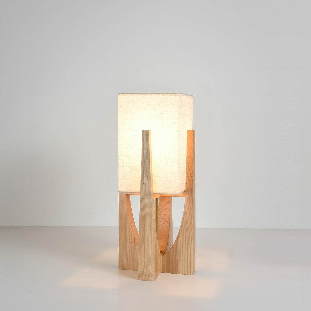 Calm LED floor lamp with Japanese texture and wooden frame