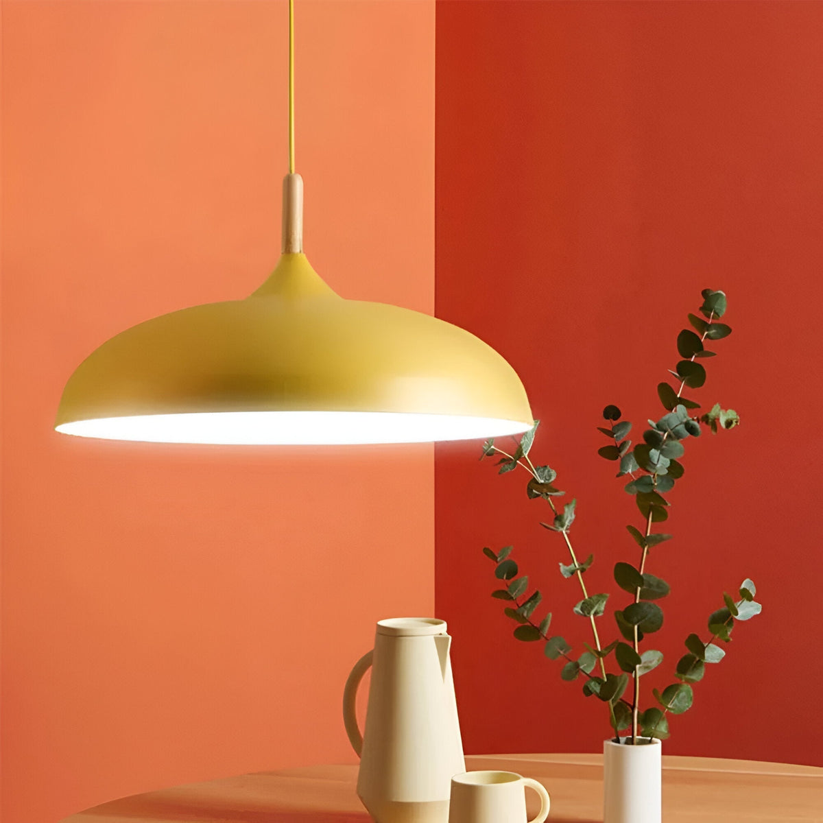 Scandinavian wooden pendant lamp warm lighting