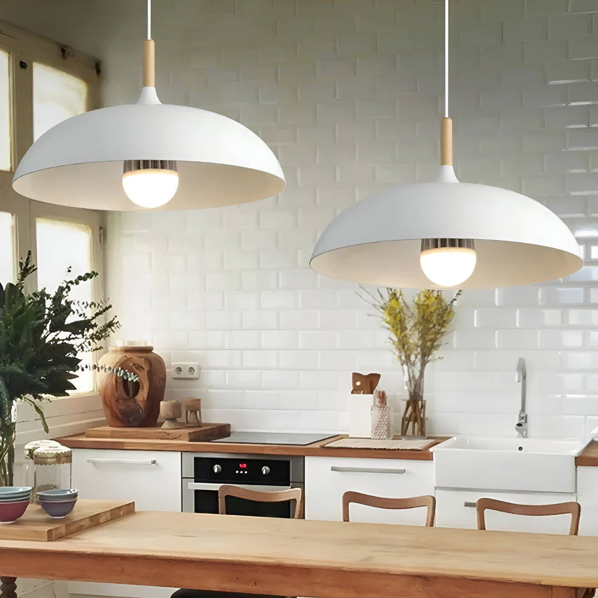 Scandinavian wooden pendant lamp warm lighting
