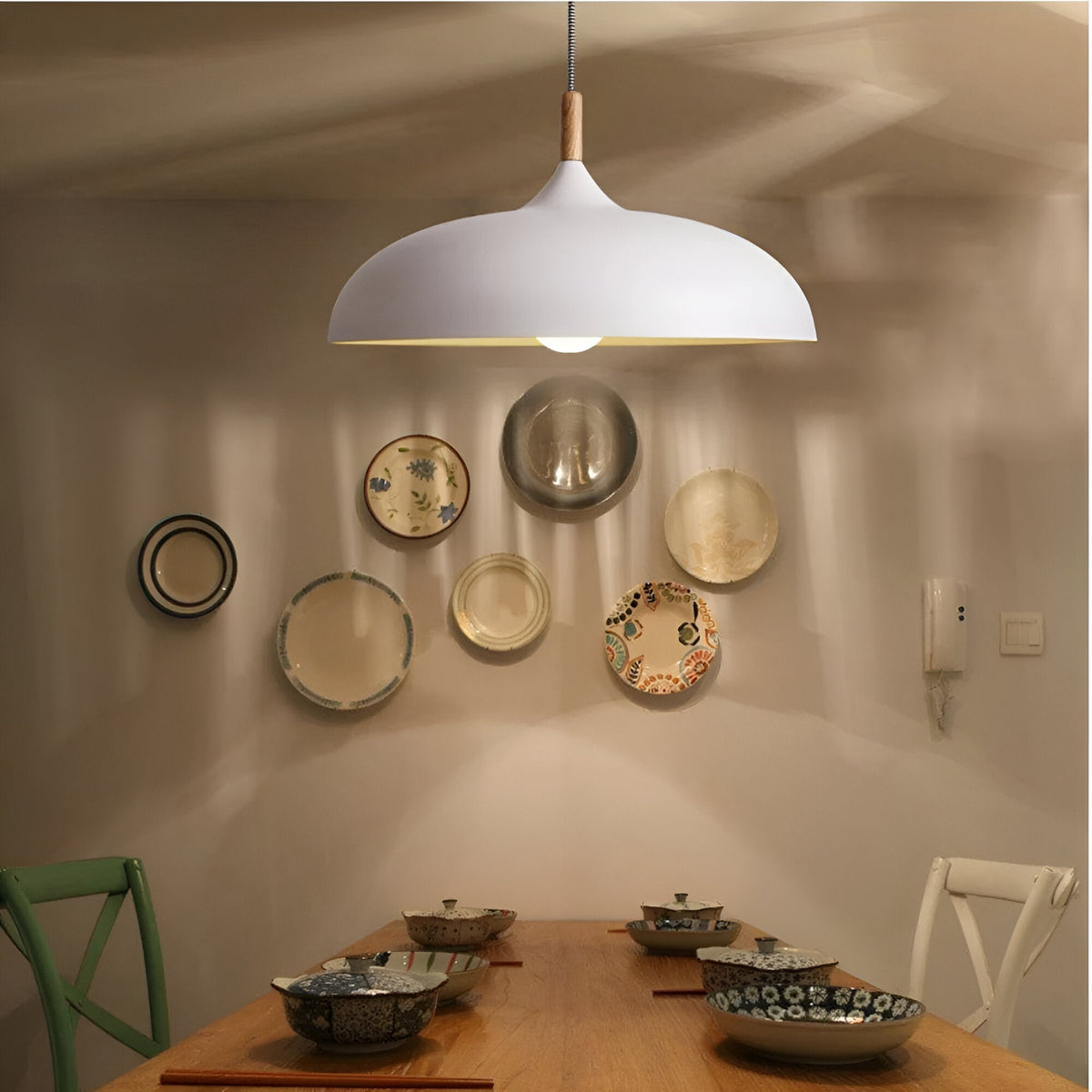 Scandinavian wooden pendant lamp warm lighting
