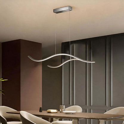 Curved LED Pendant Light Wavy LED Metal Ceiling Light