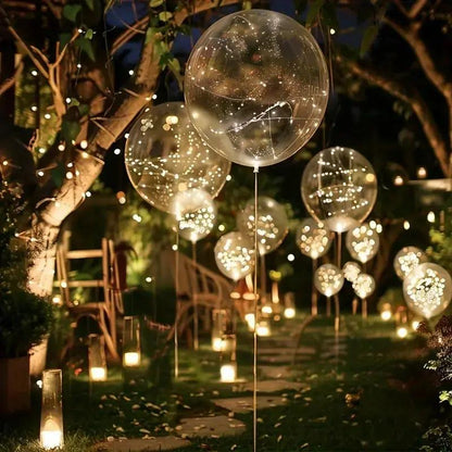LED Balloons Transparent Warm White 45cm Set of 10 Pieces 3m Light Wire Reusable Latex-Free Birthday Wedding Party Decoration Battery Operated | Sansoti