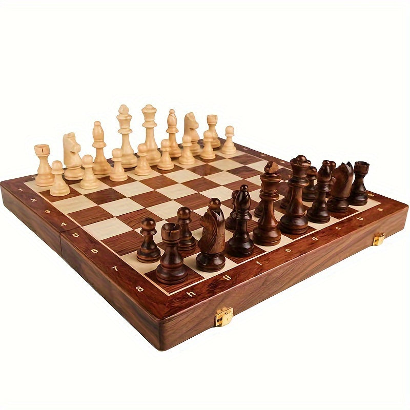 Sophisticated handmade durable wooden chess set for the table