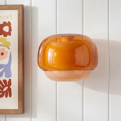 Coloured Glass Wall Light – Modern Sconce, Orange, Green, Blush, Burgundy, Yellow or Grey