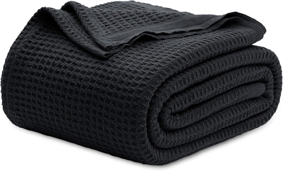 Cotton Waffle Blanket – 100% Long-Staple Cotton Throw & Bed Blanket, 6 Sizes, 17 Colours