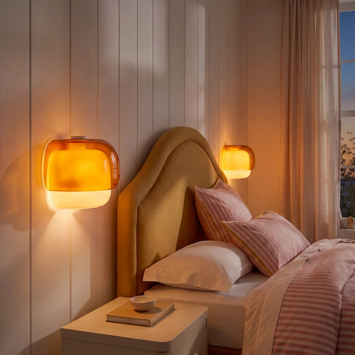 Coloured Glass Wall Light – Modern Sconce, Orange, Green, Blush, Burgundy, Yellow or Grey