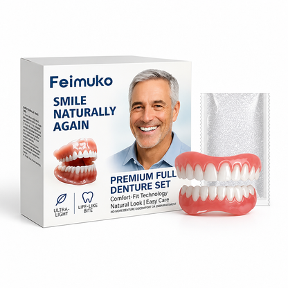 Comfort-Fit Natural-Look Silicone Denture Set (Upper & Lower)