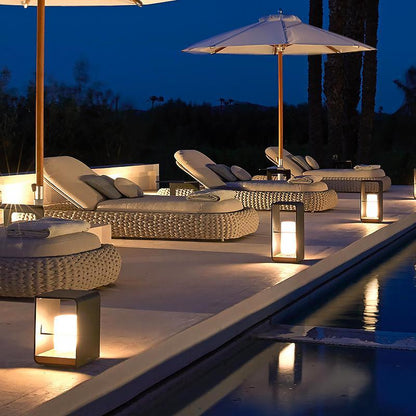 Black Lantern Outdoor Light Rectangular Frame Waterproof Lamp