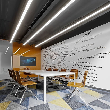 LED Linear Office Light, Set of 6 to 36 – 60cm to 150cm (2ft–5ft), Suspended or Recessed, Black Aluminium, for Office & Gym