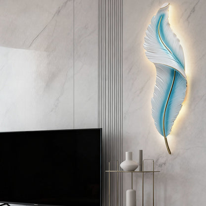 Feather Wall Light Modern Luxury LED White Resin Art Corridor Lamp