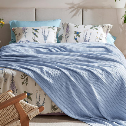 Cotton Waffle Blanket – 100% Long-Staple Cotton Throw & Bed Blanket, 6 Sizes, 17 Colours