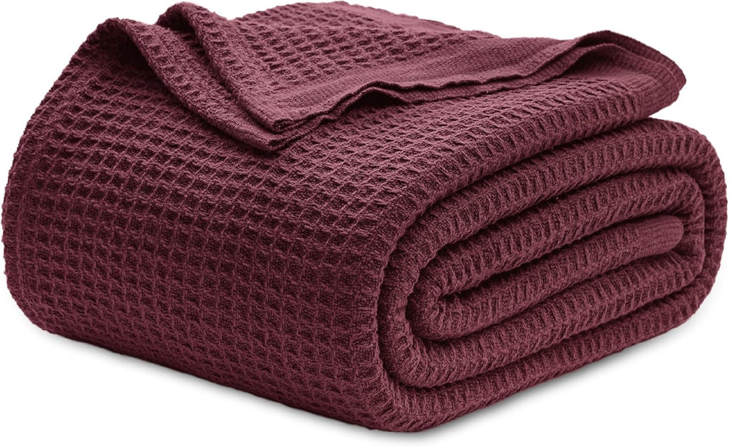 Cozy Haven | 100% Cotton Queen Blanket with Cooling Waffle Weave | Soft & Breathable for Summer Comfort